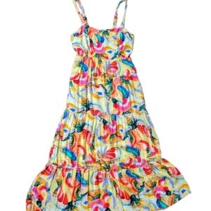 Farm Rio Anthropologie Dotted Swiss Tropical Maxi Dress M